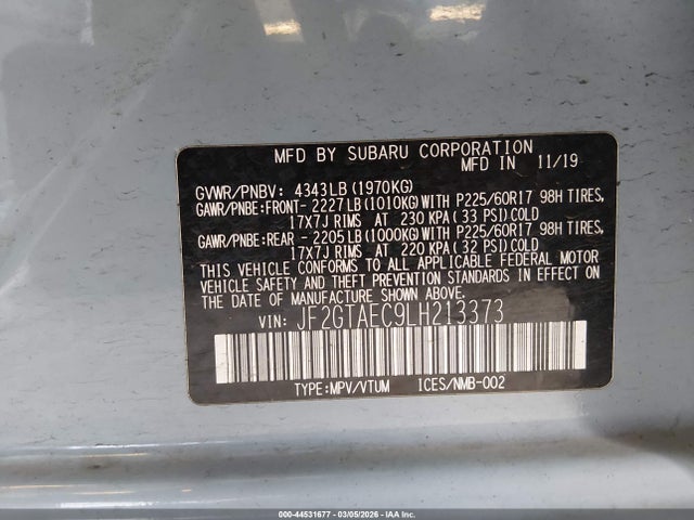 Subaru Crosstrek Premium 2020 JF2GTAEC9LH213373 Image 9