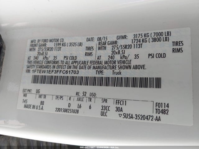 2015 FORD F-150 1FTEW1EF3FFC61703 Photo 8