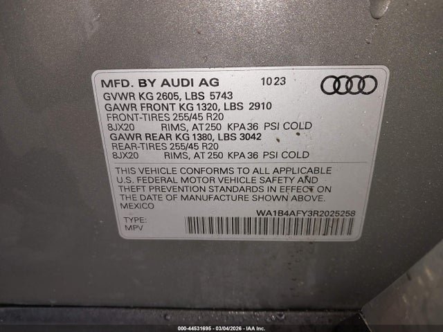 Продажа на аукционе авто 2024 Audi Sq5 Premium Plus Tfsi Quattro Tiptronic, vin: WA1B4AFY3R2025258, номер лота: 44531695