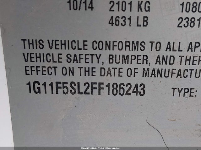 Chevrolet Malibu 1lz 2015 1G11F5SL2FF186243 Image 9