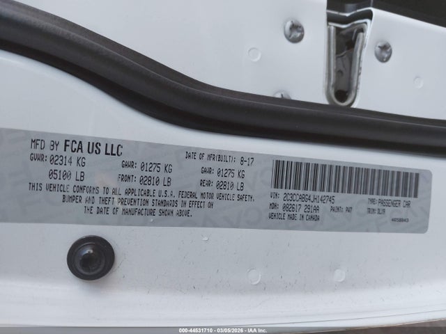 2018 Chrysler 300 300s მანქანა იყიდება აუქციონზე, vin: 2C3CCABG4JH142745, აუქციონის ნომერი: 44531710