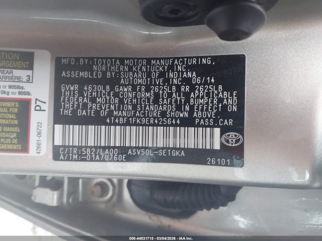 Toyota CAMRY XLE 2014 4T4BF1FK9ER425644 Image 9