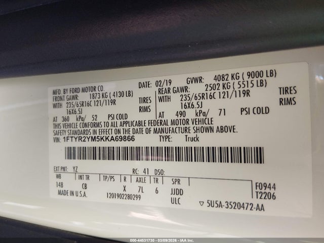 2019 FORD TRANSIT-250 1FTYR2YM5KKA69866 Photo 8