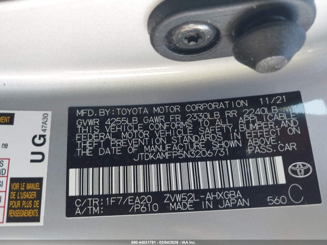 2022 TOYOTA PRIUS PRIME JTDKAMFP5N3206731 Photo 8