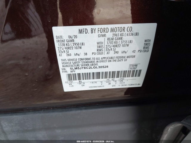 2020 LINCOLN AVIATOR 5LM5J7XC2LGL30528 Photo 8