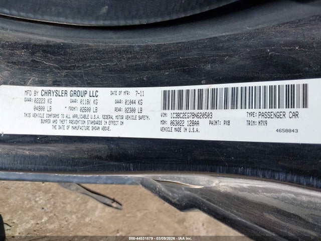 2011 Chrysler 200 Touring მანქანა იყიდება აუქციონზე, vin: 1C3BC2EG7BN620503, აუქციონის ნომერი: 44531879