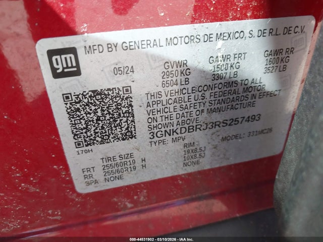Продаж на аукціоні авто 2024 Chevrolet Blazer Ev Eawd 2lt, vin: 3GNKDBRJ3RS257493, номер лоту: 44531902