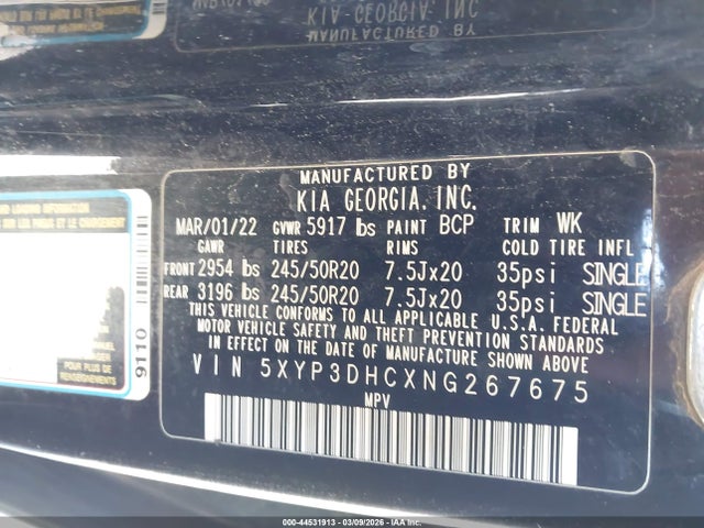 KIA Telluride Ex 2022 5XYP3DHCXNG267675 Image 9