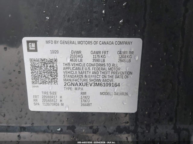 2021 CHEVROLET EQUINOX 2GNAXUEV3M6109164 Photo 8