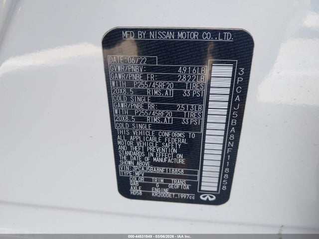 2022 INFINITI QX50 3PCAJ5BA8NF118858 Photo 8