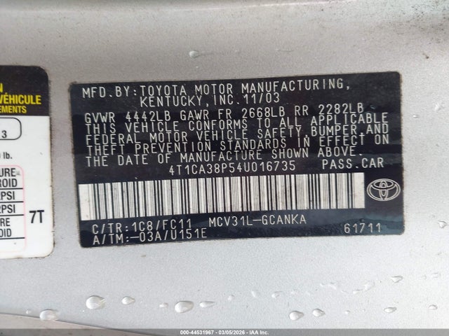 2004 TOYOTA CAMRY SOLARA 4T1CA38P54U016735 Photo 8