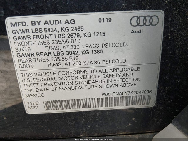2019 AUDI Q5 WA1CNAFY7K2047836 Photo 8