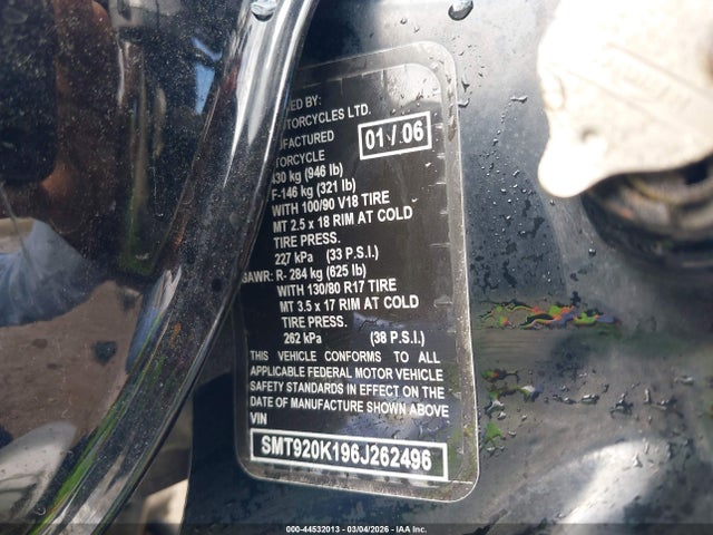 2006 TRIUMPH MOTORCYCLE BONNEVILLE SMT920K196J262496 Photo 9