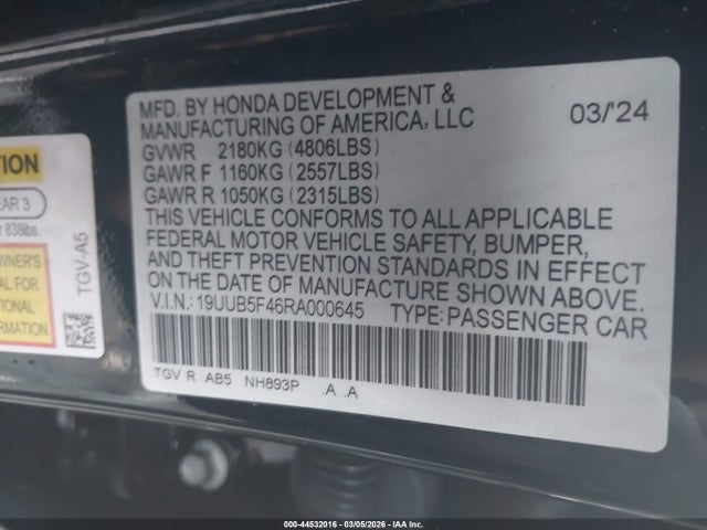 Продажа на аукционе авто 2024 Acura Tlx Technology Package, vin: 19UUB5F46RA000645, номер лота: 44532016