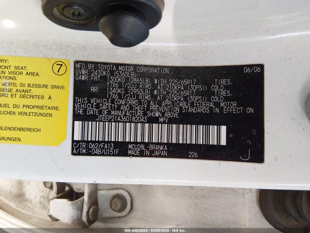 2006 TOYOTA HIGHLANDER JTEEP21A360182043 Photo 8
