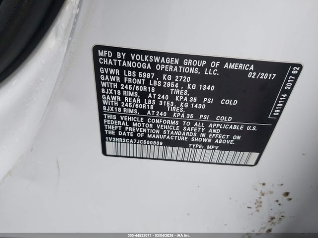 2018 VOLKSWAGEN ATLAS 1V2HR2CA7JC500809 Photo 8