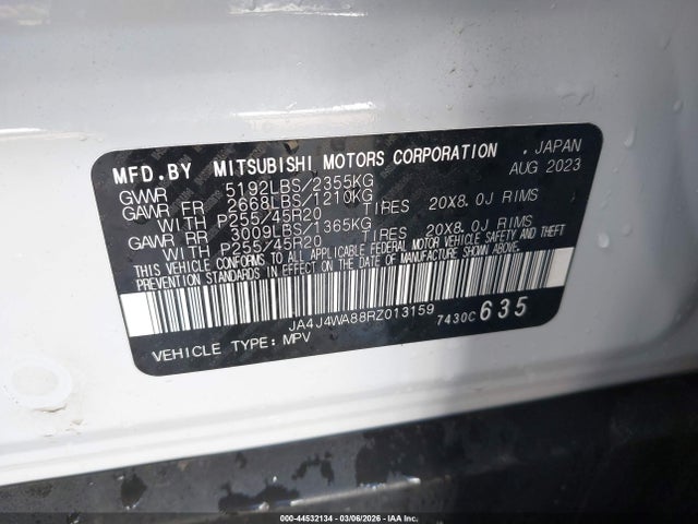 2024 MITSUBISHI OUTLANDER JA4J4WA88RZ013159 Photo 8
