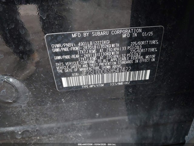 Продажа на аукционе авто 2025 Subaru Forester Premium, vin: JF2SLDDC6SH547422, номер лота: 44532206