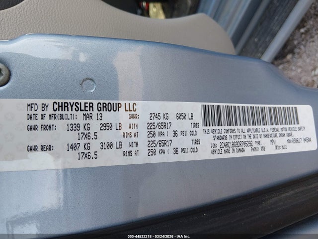 Продажа на аукционе авто 2013 Chrysler Town & Country Touring, vin: 2C4RC1BG9DR705292, номер лота: 44532218