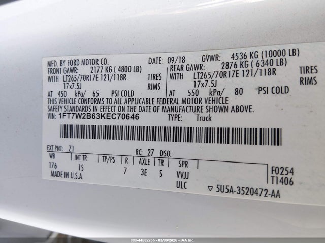 Ford F-250 Xl 2019 1FT7W2B63KEC70646 Image 9