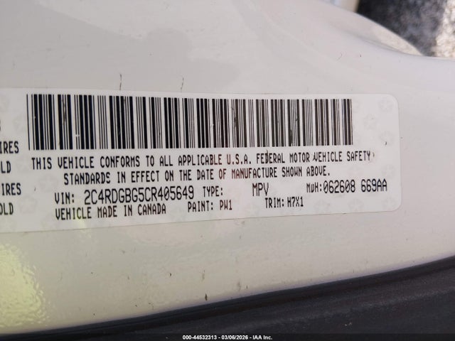 Продаж на аукціоні авто 2012 Dodge Grand Caravan Se/avp, vin: 2C4RDGBG5CR405649, номер лоту: 44532313