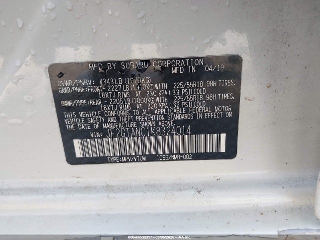 Auction sale of the 2019 Subaru Crosstrek 2.0i Limited, vin: JF2GTANC1K8324014, lot number: 44532317