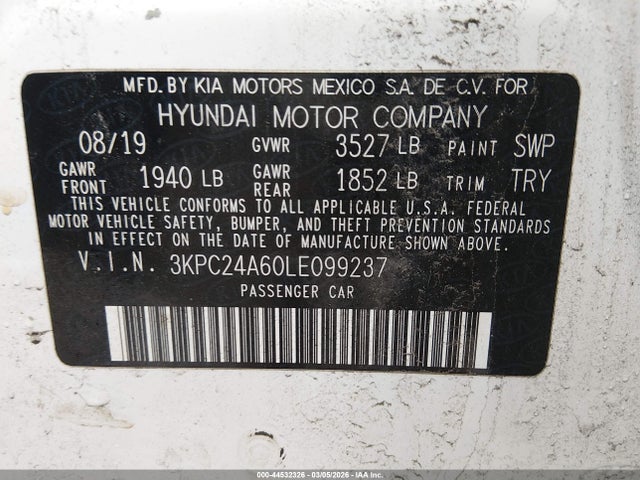 2020 HYUNDAI ACCENT 3KPC24A60LE099237 Photo 8