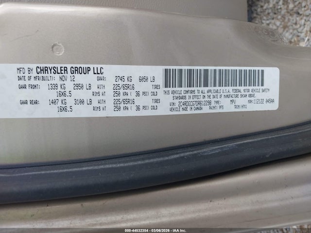 Aukcja sprzedaży 2013 Dodge Grand Caravan Sxt, vin: 2C4RDGCG7DR612298, numer aukcji: 44532354