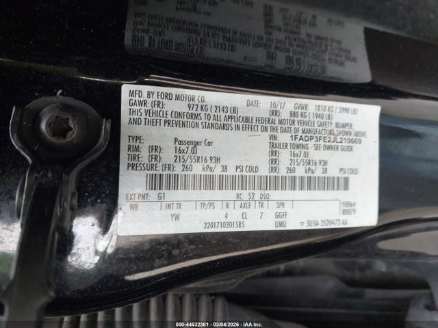 2018 FORD FOCUS 1FADP3FE2JL210669 Photo 8