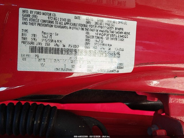 Ford FOCUS SE 2015 1FADP3F25FL234025 Image 9
