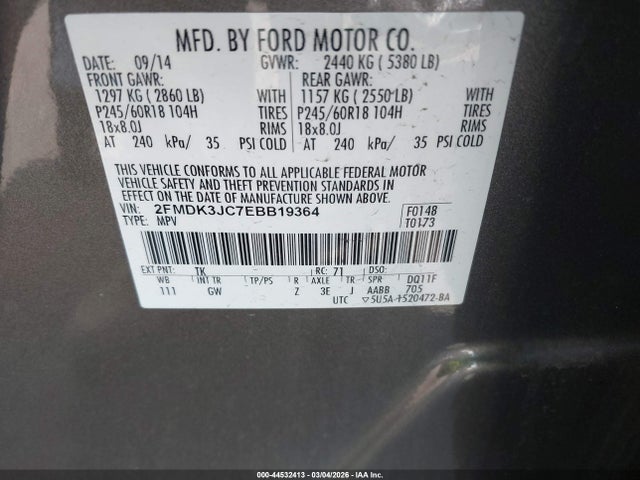 Ford EDGE SEL 2014 2FMDK3JC7EBB19364 Image 9