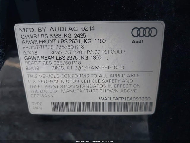 2014 AUDI Q5 WA1LFAFP1EA093290 Photo 8