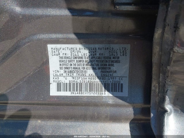 Aukcja sprzedaży 2025 Nissan Sentra Sv, vin: 3N1AB8CV7SY225161, numer aukcji: 44532441