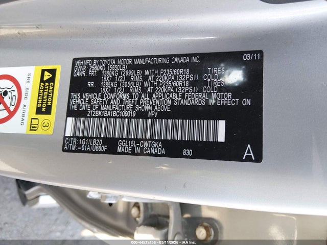 Продаж на аукціоні авто 2011 Lexus Rx 350, vin: 2T2BK1BA1BC109019, номер лоту: 44532456