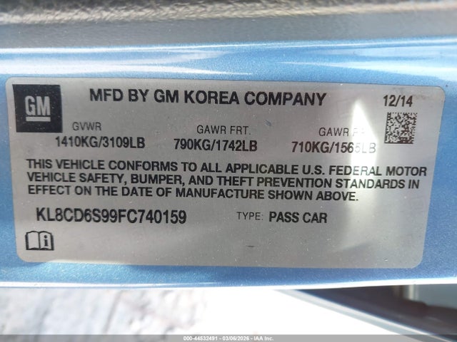 KL8CD6S99FC740159 Chevrolet Spark 1lt Cvt