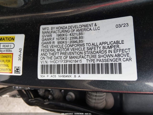 2023 HONDA ACCORD 1HGCY1F33PA018415 Photo 8
