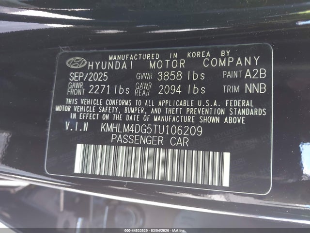 Aukcja sprzedaży 2026 Hyundai Elantra Sel Sport, vin: KMHLM4DG5TU106209, numer aukcji: 44532529