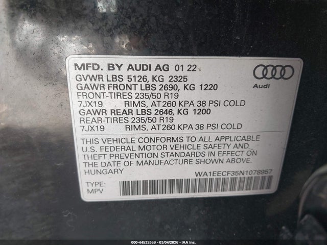 2022 AUDI Q3 WA1EECF35N1078957 Photo 8
