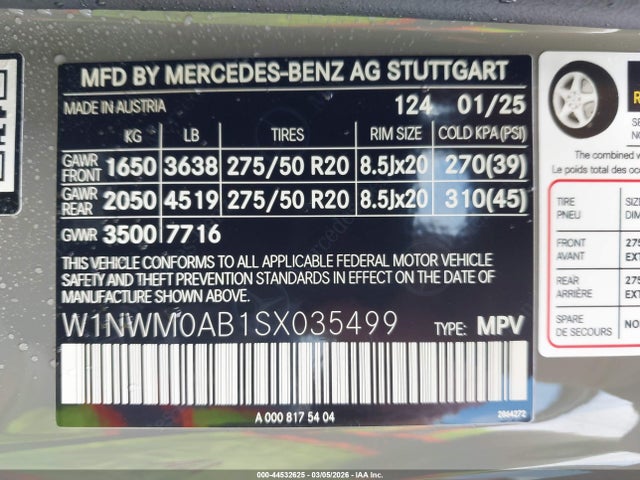 W1NWM0AB1SX035499 Mercedes-Benz G 580e