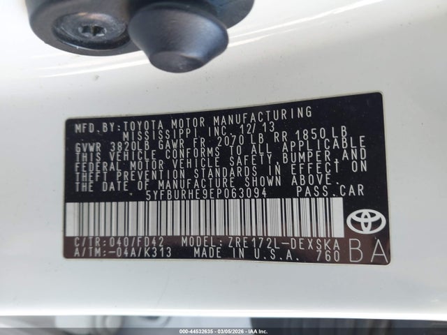 Toyota Corolla S Plus 2014 5YFBURHE9EP063094 Image 9