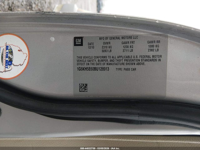 Продаж на аукціоні авто 2011 Cadillac Dts Premium Collection, vin: 1G6KH5E60BU128913, номер лоту: 44532759