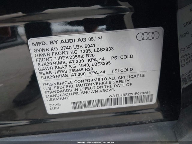 2024 AUDI Q4 SPORTBACK E-TRON WA13UBFZ2RP078264 Photo 8