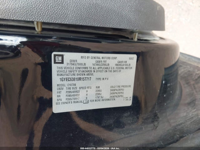 2008 CADILLAC ESCALADE 1GYEC63818R157717 Photo 8