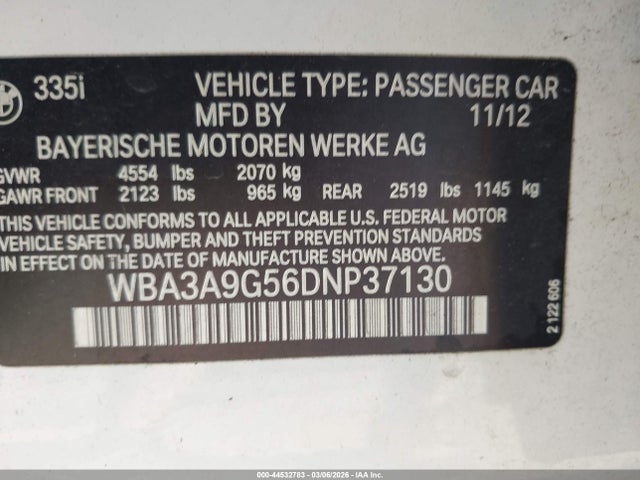 2013 BMW 335I WBA3A9G56DNP37130 Photo 8