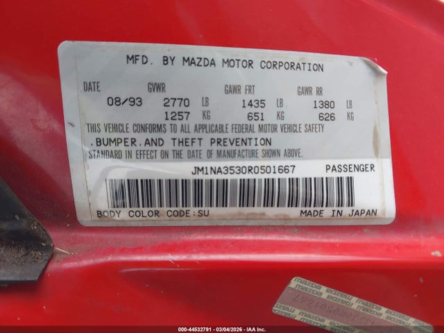 Aukcja sprzedaży 1994 Mazda Mx-5 Miata, vin: JM1NA3530R0501667, numer aukcji: 44532791