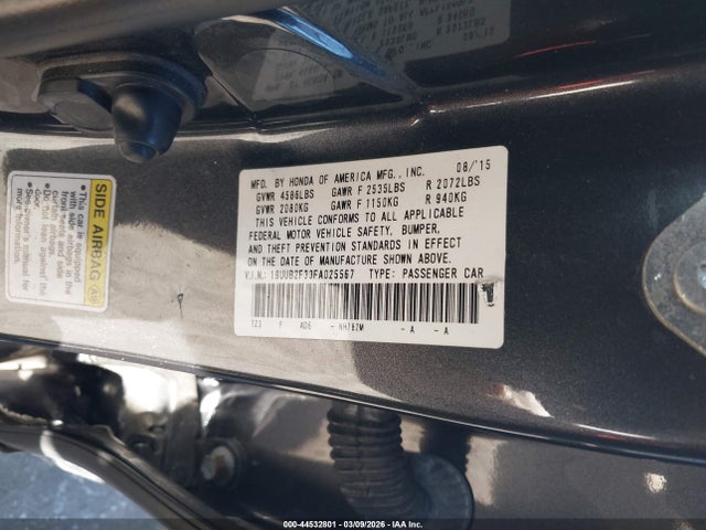 44532801 :رقم المزاد ، 19UUB2F33FA025567 vin ، 2015 Acura Tlx V6 مزاد بيع
