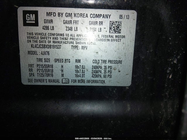 Продаж на аукціоні авто 2013 Buick Encore Leather, vin: KL4CJCSBXDB191537, номер лоту: 44532808