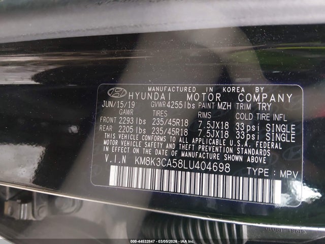 KM8K3CA58LU404698 Hyundai Kona Limited