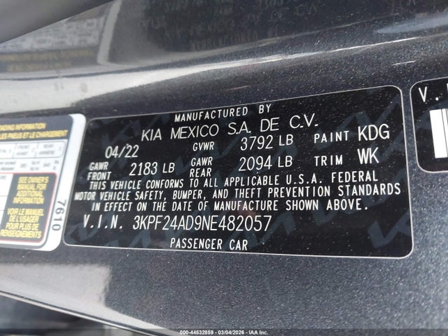 KIA Forte Lxs 2022 3KPF24AD9NE482057 Image 9