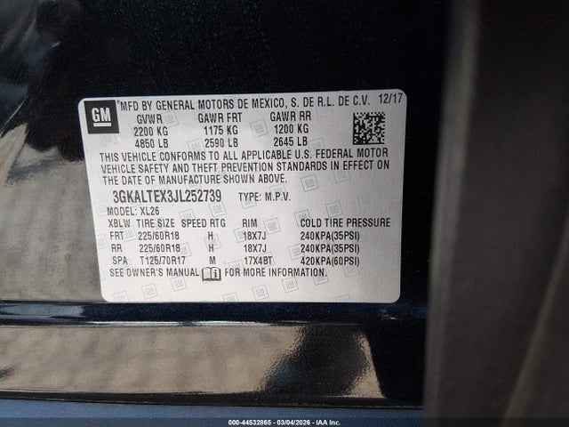 3GKALTEX3JL252739 GMC Terrain Sle